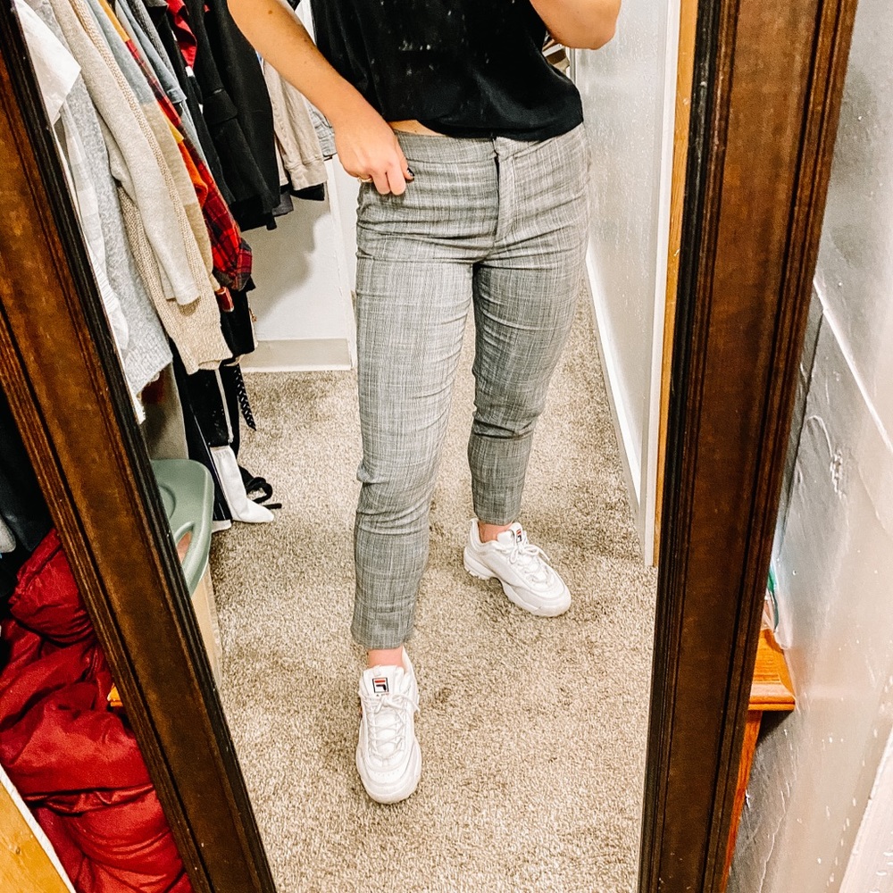 H&M Grey Plaid High Waisted Pants